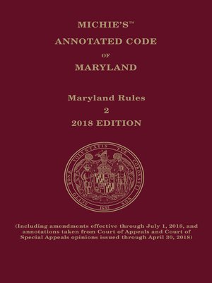 cover image of Maryland Court Rules Annotated